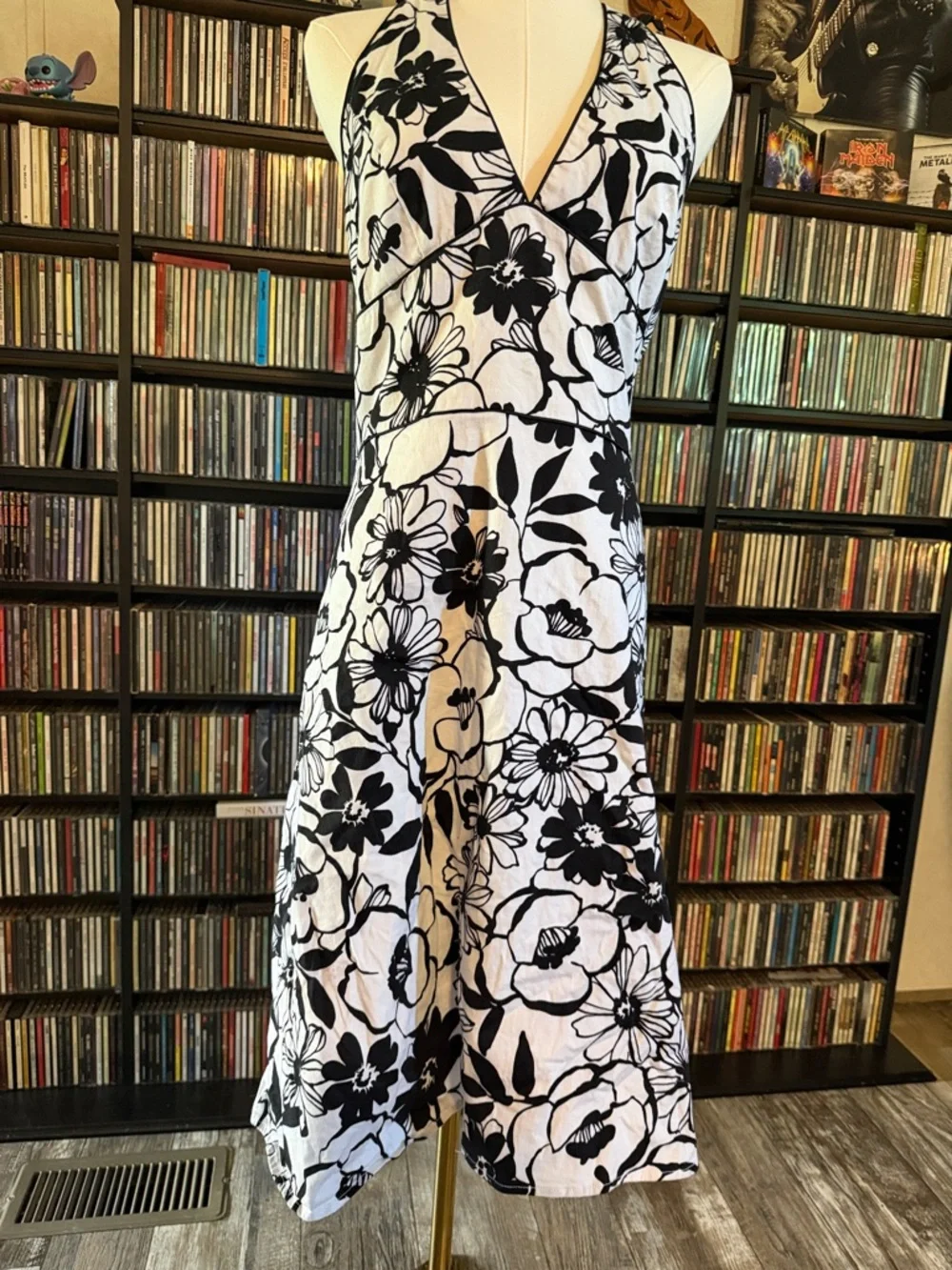 A.P.N.Y Black Floral Formal Summer Dress MIDI Boho - Picture 3 of 5